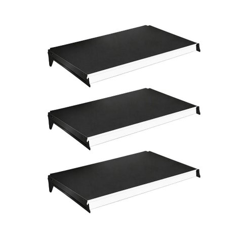 Kit 3 Bandejas Prateleiras 40x73 P/gôndola New Plus Preta Porta Etiquetas Branco - Sa Gôndolas