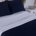 Ver imagem 3 de Cobre Leito Casal Padrão Cristal Percal 200 Fios Bordado 3 Peças Azul Marinho