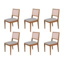 Ver imagem 1 de Conjunto com 6 Cadeiras de Jantar Estofada Suellen Cerejeira Linho Cinza Prata