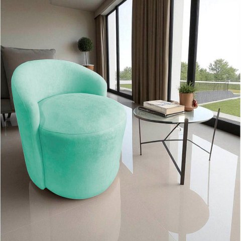 Poltrona Decorativa Yara Orgânica Veludo Acqua