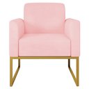 Ver imagem 6 de Kit 2 Poltronas Decorativas Isabella Base Industrial Suede Rosa Bebê/Dourado Gran Belo