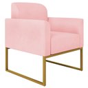 Ver imagem 7 de Kit 2 Poltronas Decorativas Isabella Base Industrial Suede Rosa Bebê/Dourado Gran Belo