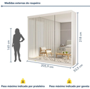 Ver imagem 4 de Guarda Roupa Casal Texas Luxo 205,9 3 Portas com Espelho 4 Gavetas Branco