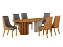 Ver imagem 1 de Conjunto Sala de Jantar Mesa Orgânica 180cm 6 Cadeiras Belle sem Tampo Vidro Cinamomo/Off White/Sint