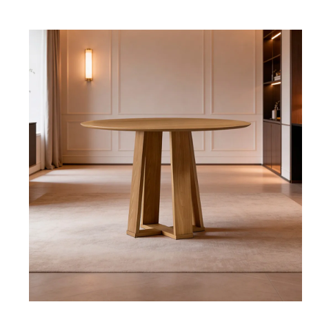 Mesa de Jantar 4 Lugares Redonda 100cm Tampo MDF Belly N01 Ypê - Lyam Decor