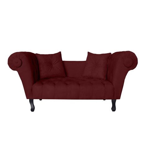 Recamier Decorativo Divã Dubai Suede Marsala Pés Madeira Ms Decor