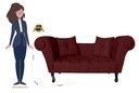 Ver imagem 4 de Recamier Decorativo Divã Dubai Suede Marsala Pés Madeira Ms Decor