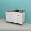 Ver imagem 1 de Gabinete de Cozinha 3 Porta e 1 Porta Armário 114cm Multiuso: Branco