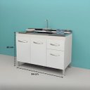 Ver imagem 7 de Gabinete de Cozinha 3 Porta e 1 Porta Armário 114cm Multiuso: Branco
