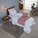Ver imagem 3 de Kit 3 Peças Peseira de Cama Solteiro Comfort com Almofada Cheia Microfibra (Rosa)