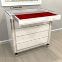 Ver imagem 1 de Cômoda ILHA P/ CLOSET LUXO | VIDRO BRANCO c/ Porta joias em veludo VERMELHO Com16VB-VV CAMARIM MÓVEI