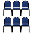 Ver imagem 1 de Kit 6 Cadeiras Hoteleiras Auditório Empilhável Linho M23 Azul - Mpozenato