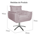 Ver imagem 5 de Jogo 2 Poltronas Estofada Consultório Base Giratória de Metal Opala Suede Rose - LM DECOR