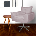 Ver imagem 3 de Jogo 2 Poltronas Estofada Consultório Base Giratória de Metal Opala Suede Rose - LM DECOR