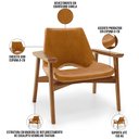 Ver imagem 4 de Poltrona Decorativa para Sala de Estar Living Base Madeira Becker L02 Couríssimo Canela - Lyam Decor
