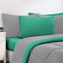 Ver imagem 4 de Kit Edredom + Jogo de Lençol Malha 100% Algodão Gran Moratta 5 Peças Solteiro - Cinza-verde Jade
