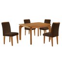 Ver imagem 2 de Conjunto Mesa de Jantar 120cm com 4 Cadeiras Estofadas Multimóveis Crrft-CON044 Madeirado/Marrom