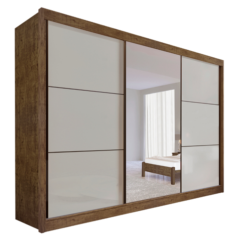 Guarda Roupa com Espelho Casal 3 Portas 6 Gavetas 100% Mdf Miami