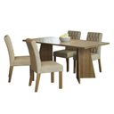 Ver imagem 2 de Conjunto Sala de Jantar Mesa Tampo de Vidro 4 Cadeiras Rustic/crema/imperial Harper Madesa