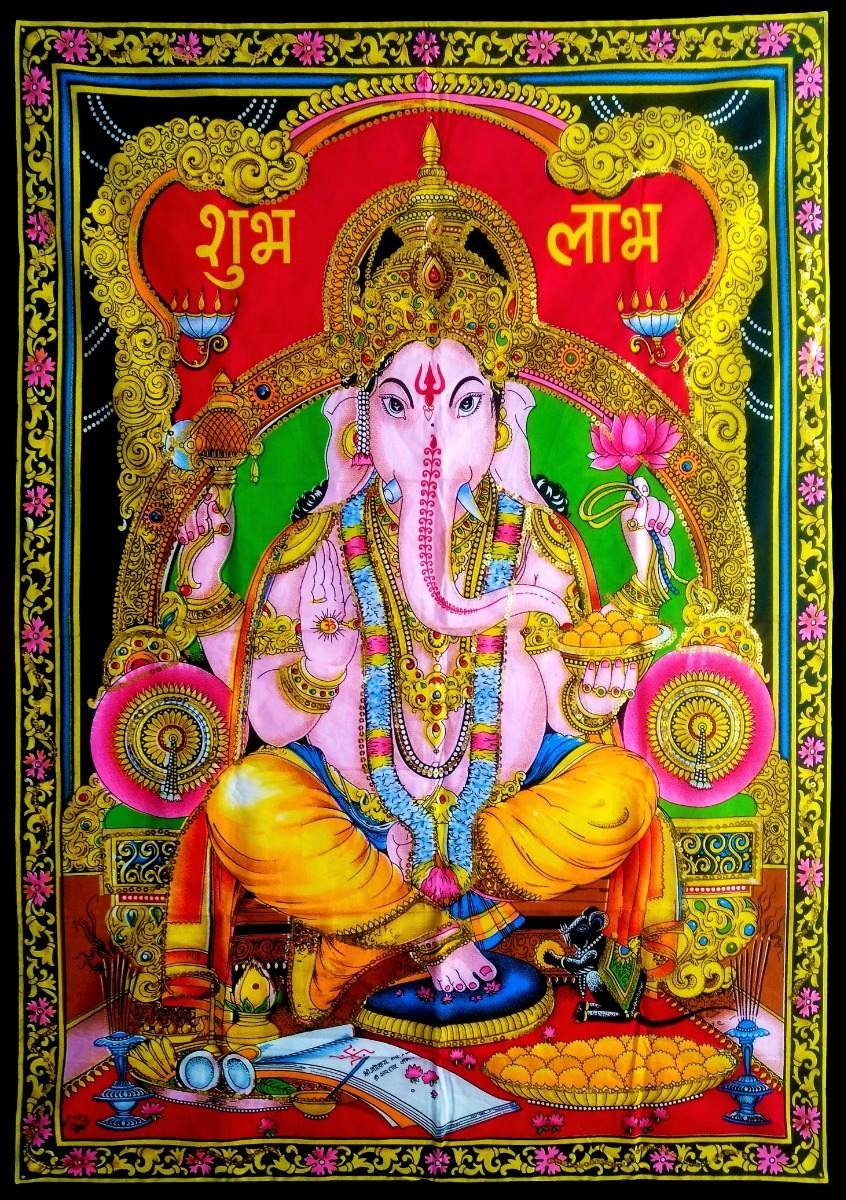 Painel Lord Ganesha Tecido 110x78cm