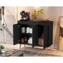 Ver imagem 3 de Buffet / Balcão Ja Estilo Retrô com Pés em Madeira Maciça Cor Preto Jm