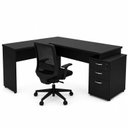 Ver imagem 2 de Conjunto Mesa Pedestal em L + Cadeira de Escritório Ergonômica Netmobil