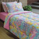 Ver imagem 1 de Edredom Solteiro Liverpool Kids Dupla Face Malha Estampada 4 Peças - Unicornio