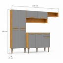 Ver imagem 3 de Cozinha Compacta 9 Portas 1 Gaveta Puxador de Madeira Alana Cinamomo/Cinza Espresso Móveis