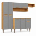 Ver imagem 2 de Cozinha Compacta 9 Portas 1 Gaveta Puxador de Madeira Alana Cinamomo/Cinza Espresso Móveis
