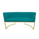 Ver imagem 3 de Namoradeira Luana Suede Azul Turquesa Base Metálica Dourada - Belliv Decor