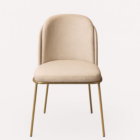 Cadeira Estofada com Encosto Curvo e Base em Aço Carbono – Luna Exclusiva Veludo Creme