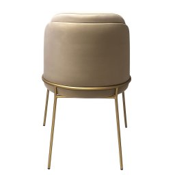 Cadeira Estofada com Encosto Curvo e Base em Aço Carbono – Luna Exclusiva Veludo Creme - 3