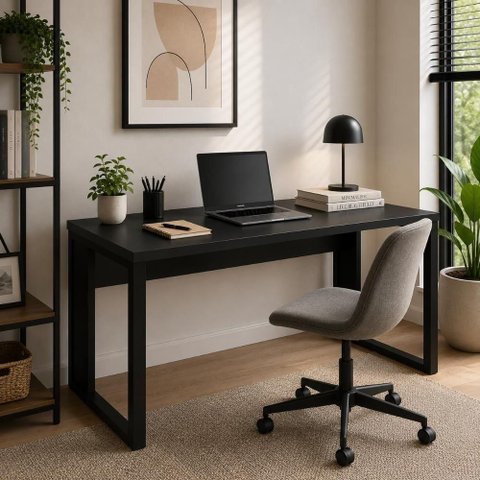 Escrivaninha Industrial F5 Office sem Gavetas MDP 190cm Preto