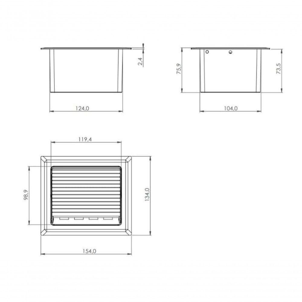 Caixa de Embutir P/3 Tomadas 4 Keystone - Vazia - Cinza - 5