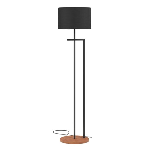 Luminária Salone Industrial Aço Carbono Preto Cúpula Tecido - Preto
