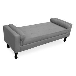 Kit Cabeceira Geovana + Calçadeira Baú Felix Queen Size 160cm Suede - Ecotec Decor:Cinza - 3