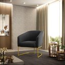 Ver imagem 6 de Cadeira Sala de Jantar Base Industrial Dourado Stella Suede D03 - D'Rossi Cor Preto