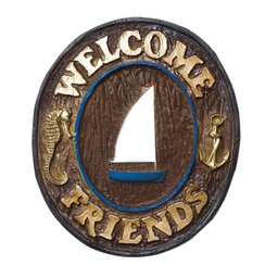 Placa de parede em resina - Welcome Friends Náutico - 1