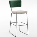 Ver imagem 1 de Banqueta Alta Bar Cozinha Sala de Jantar Fixa Allana L02 Facto Verde Musgo Linho Cru - Lyam Decor