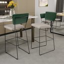 Ver imagem 2 de Banqueta Alta Bar Cozinha Sala de Jantar Fixa Allana L02 Facto Verde Musgo Linho Cru - Lyam Decor