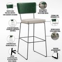 Ver imagem 4 de Banqueta Alta Bar Cozinha Sala de Jantar Fixa Allana L02 Facto Verde Musgo Linho Cru - Lyam Decor