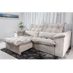 Sofá Retrátil e Reclinável Ipanema 1,50m em Tecido Veludo C/pillow Nos Braços - Montagem Inclusa:beg - 2