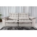 Ver imagem 3 de Sofá Retrátil e Reclinável Ipanema 1,50m em Tecido Veludo C/pillow Nos Braços - Montagem Inclusa:beg