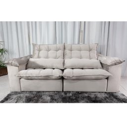 Sofá Retrátil e Reclinável Ipanema 1,50m em Tecido Veludo C/pillow Nos Braços - Montagem Inclusa:beg - 3