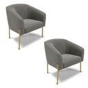 Ver imagem 1 de Cadeira Sala de Jantar Pé de Ferro Dourado Kit 2 Stella Suede D03 - D\'rossi Cor Grafite