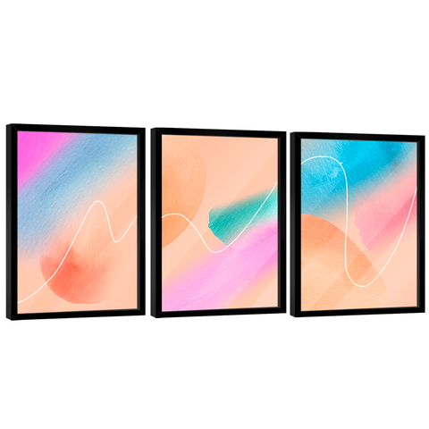 Quadro Decorativo Trio Abstrato Pintura Colorida