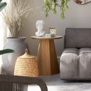 Ver imagem 2 de Mesa de Apoio Base Hexagonal West D01 Off White/Freijó - Mpozenato