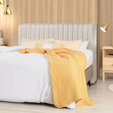 Cabeceira Cama Box Queen 1,60m Estofada Havai Linho Crú