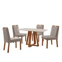 Ver imagem 1 de Conjunto Sala de Jantar Mesa Floripa 120x80cm Off White com 4 Cadeiras Luna Veludo Cinza