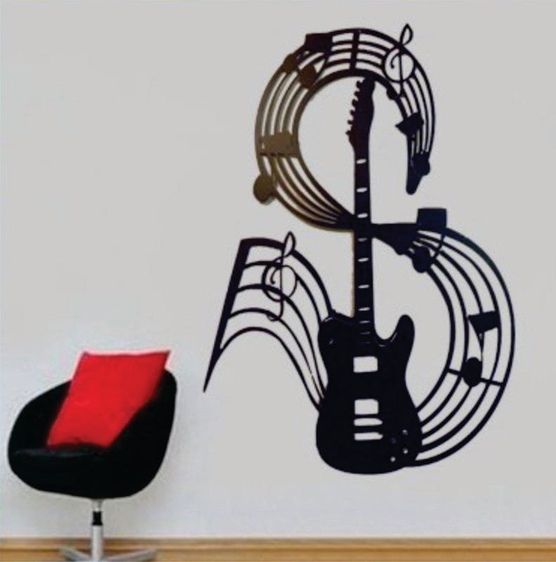 Quadro Adorno Musical Notas Musicais Guitarra Em Mdf Vazado Par Madeiramadeira 0100